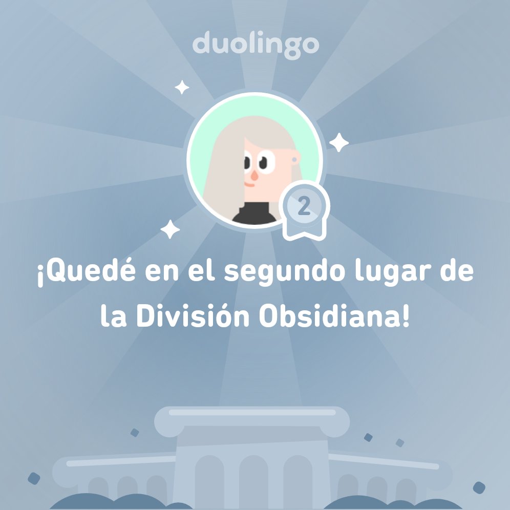 delvisverde96's tweet photo. ¡Quedé en el segundo lugar de la División Obsidiana en @Duolingo! https://t.co/IrmhyoNgPJ