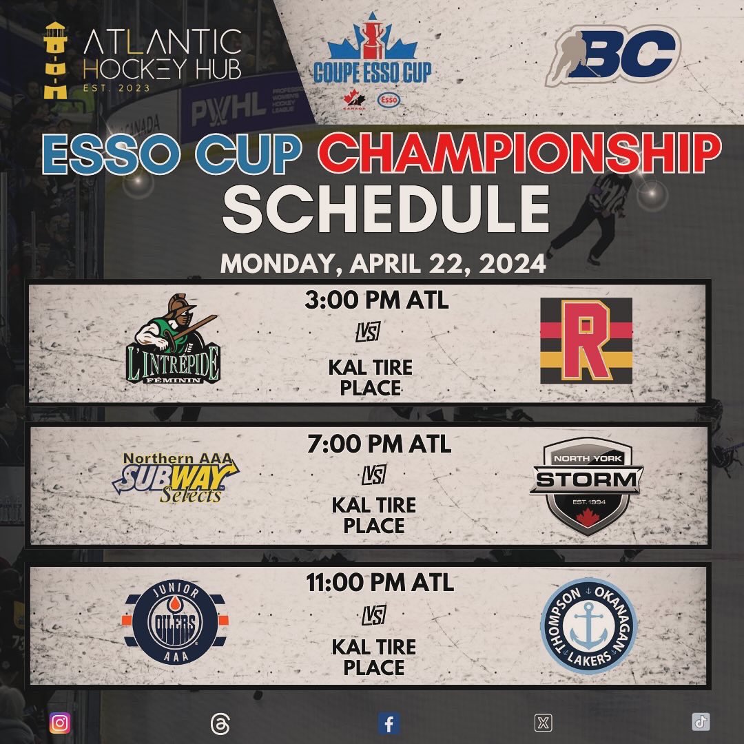 Exciting start at the 2024 Esso Cup in Vernon, BC. Games kicked off today, showcasing future PWHL stars. 

Stay updated with Atlantic Hockey Hub! 

#EssoCup #PWHL #AtlanticHockeyHub