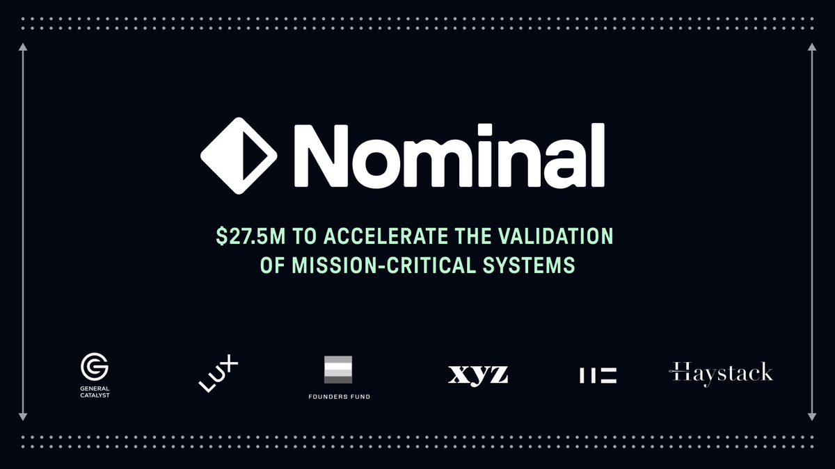 1/ Today we share @Nominal_io with the world. We are on a mission to revolutionize the way mission-critical hardware systems are tested, validated, and monitored. We’ve been hard at work for the past 18 months building our core product offering, working with early customers