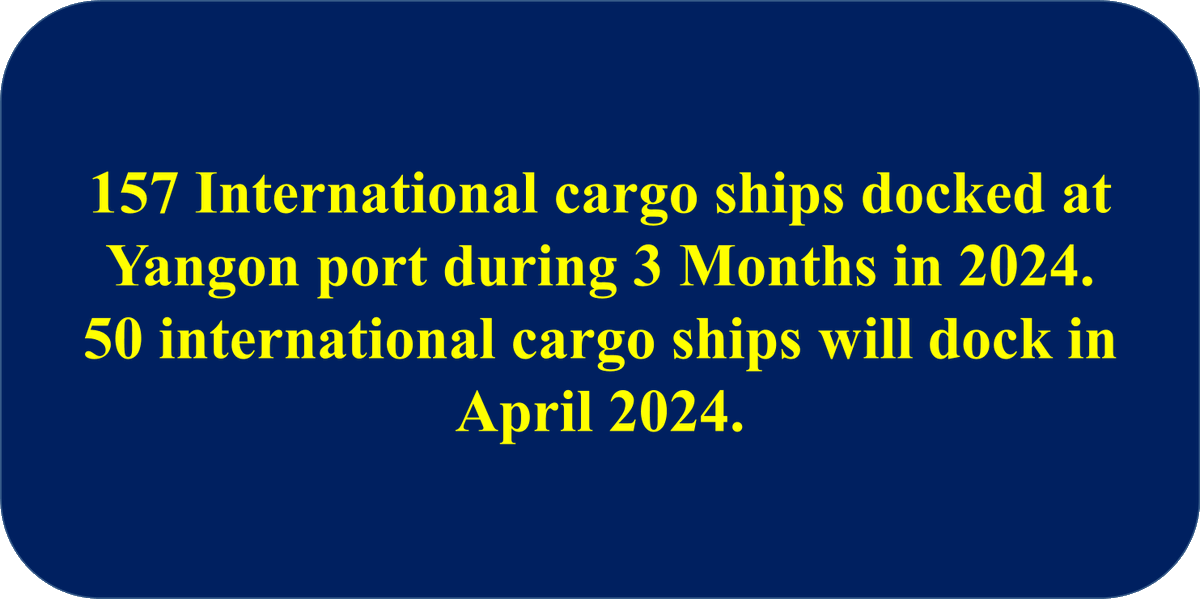 During 3 months from January to March, 157 international cargo ships docked at ports in Yangon and took necessary harbour tasks for trade. #WhatsHappeningInMyanmar #Myanmar @ViewsofMM22