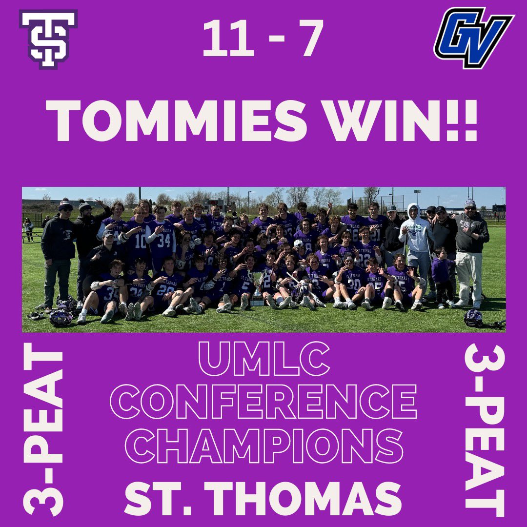 TOMMIES WIN!! The #4 Toms take down the #1 Lakers 11-7 for the UMLC Conference Championship and punch a one-way ticket to Texas for the National Tournament!😈🧱

#rolltoms #brickbybrick