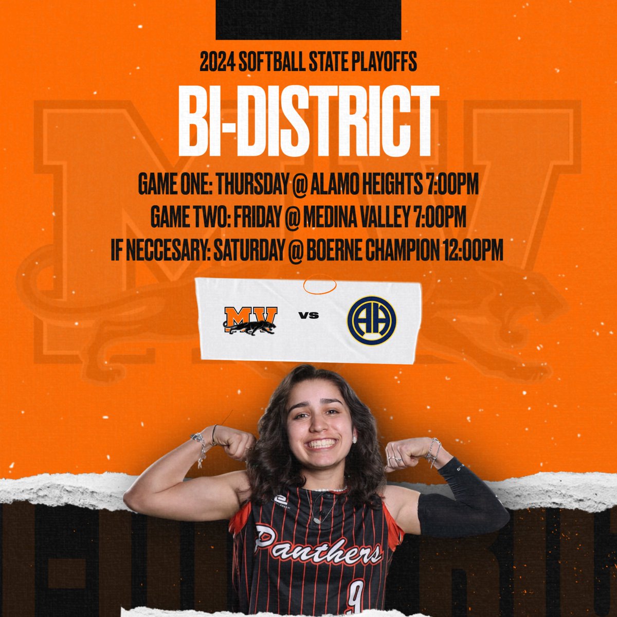 PantherSportsMV's tweet photo. The Panthers will take on the Mules in a Best of 3 game series for Bi-District Playoffs! 
🐾🥎🧡 https://t.co/SiIMZsD4nA