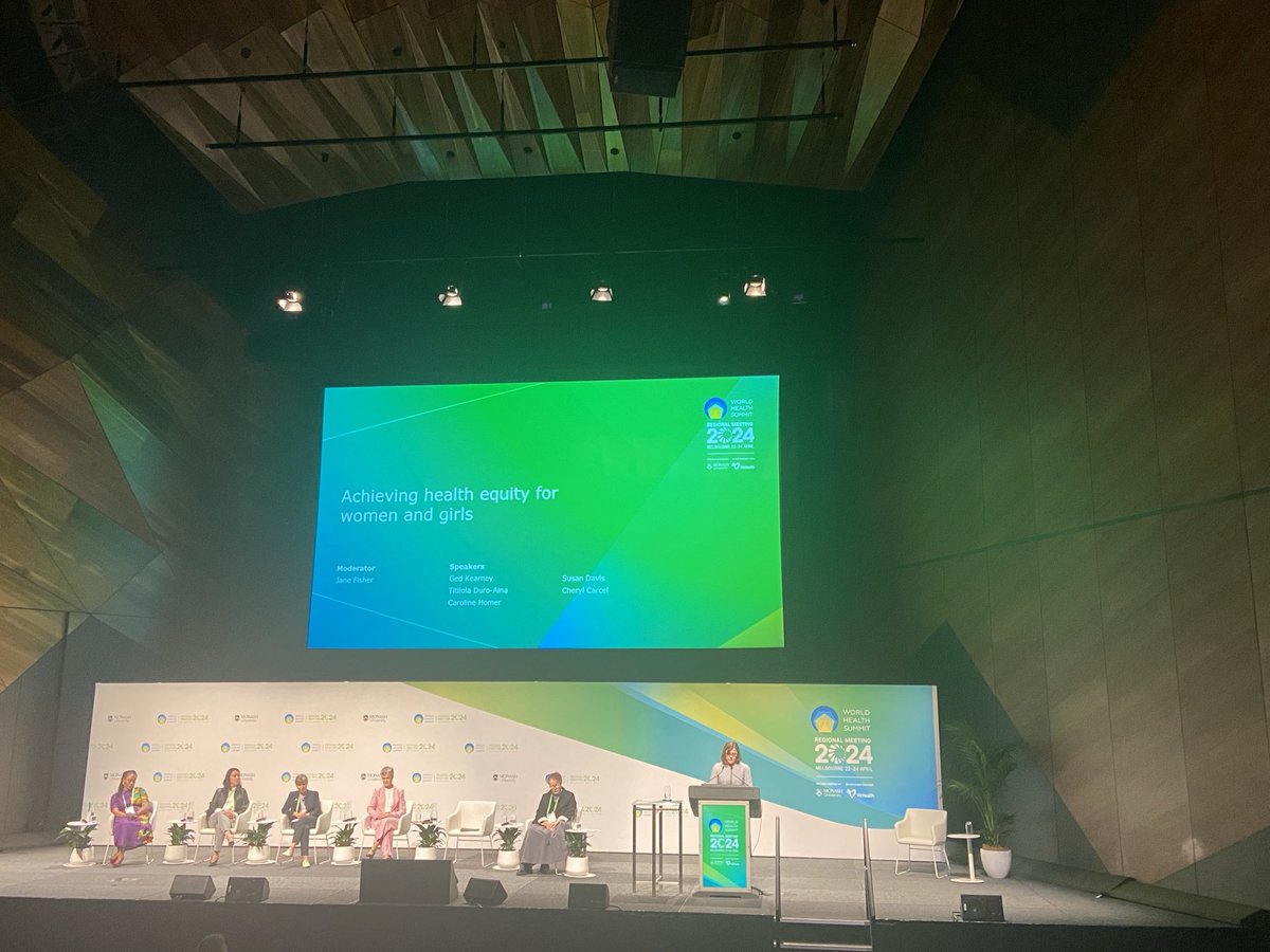 Sobering discussion on “achieving health equity for women and girls” at #WHSMelbourne2024. As Assistant Minister @gedkearney remarked “Our pursuit of gender equality is thwarted is women’s health is not prioritized.” We can and must do more for women and girls health everywhere.