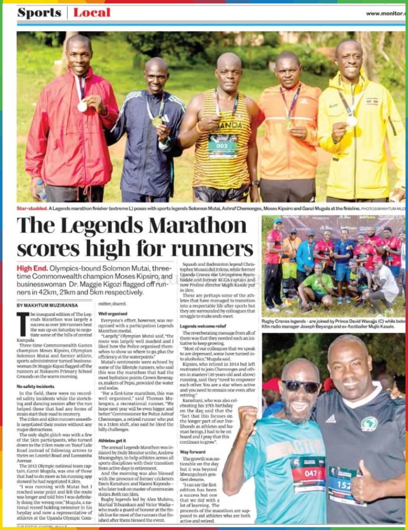 In the media today.... The Legends Marathon in today's Daily Monitor. Nothing but love and gratitude. We thank you all for starting this journey with us 🫶🏾

#thelegendsmarathon2024
#transformative