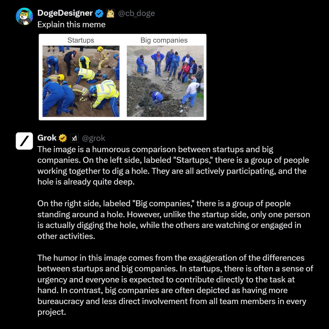 cb_doge's tweet photo. Grok v1.5 can explain memes 🔥 https://t.co/t3ba5AQ0SE