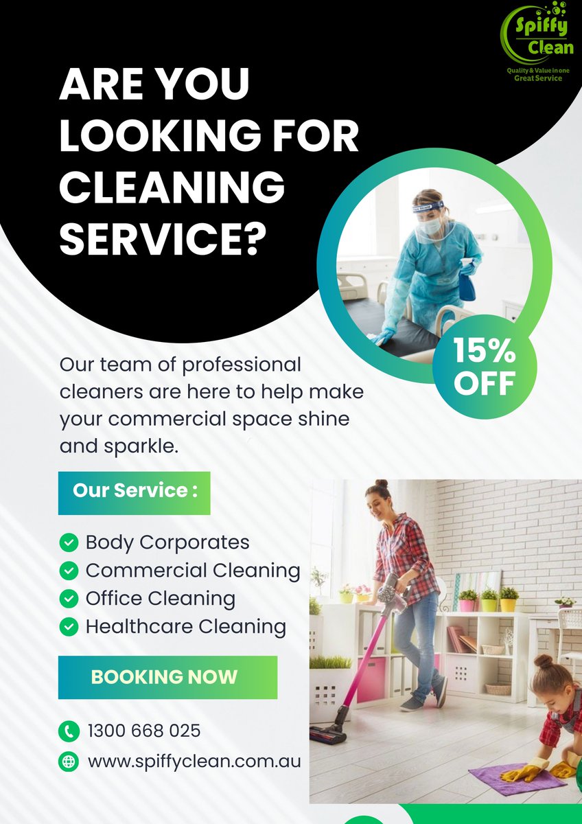 Tired of spending your weekends cleaning the office or Commercial space? Let Spiffy Clean take care of it for you! 
spiffyclean.com.au/commercial-cle…
#commercialcleaning #Melbourne #SpiffyClean