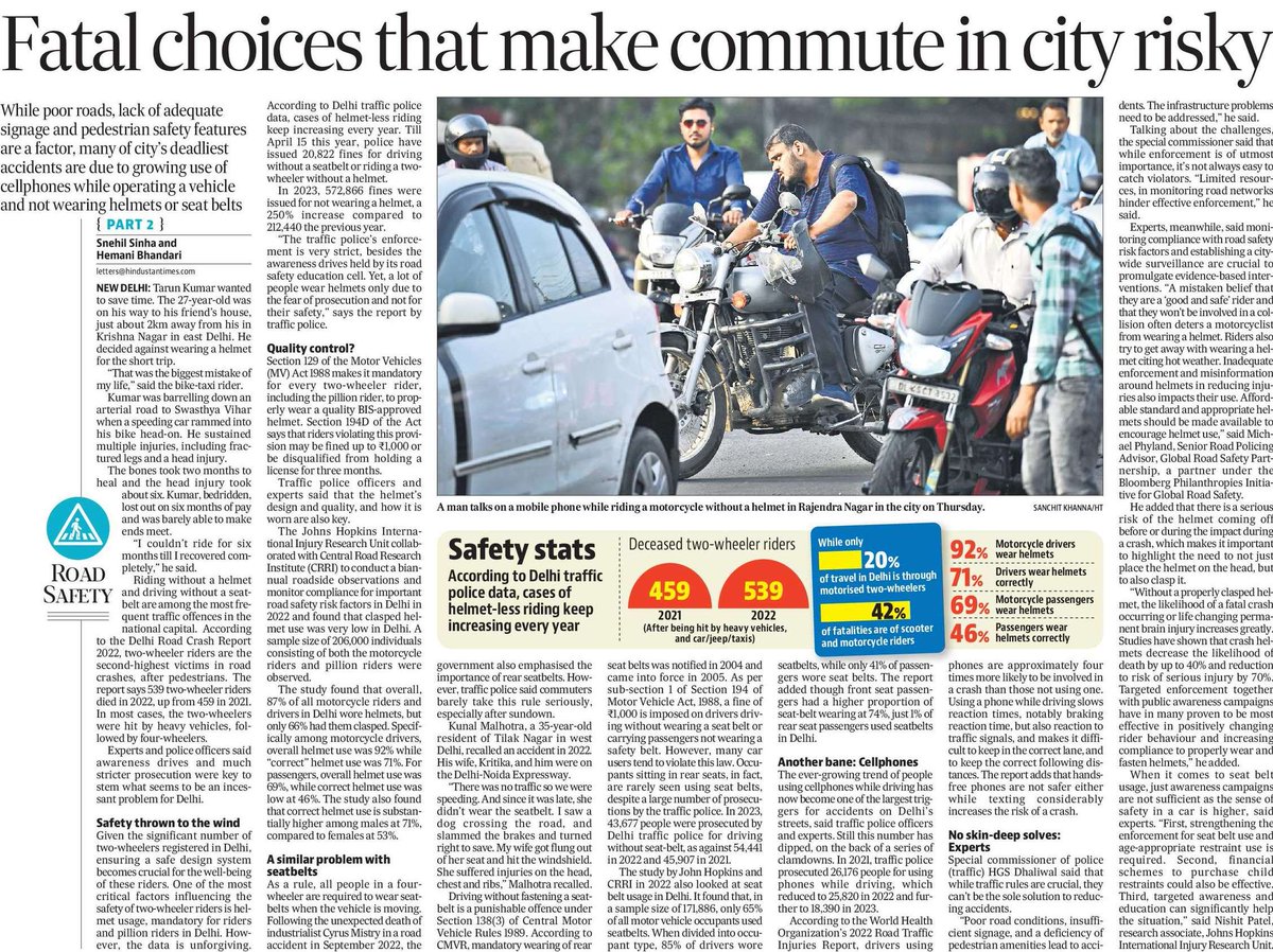 Farhan Shaikh (@farhanshaikh_) on Twitter photo "While poor roads, lack of adequate signage and pedestrian safety features are a factor, many of city’s deadliest accidents are due to growing use of cellphones while operating a vehicle and not wearing helmets or seat belts." Crucial report by <a href="/snehilsinha27/">Snehil Sinha</a>, Hindustan Times "While poor roads, lack of adequate signage and pedestrian safety features are a factor, many of city’s deadliest accidents are due to growing use of cellphones while operating a vehicle and not wearing helmets or seat belts." Crucial report by <a href="/snehilsinha27/">Snehil Sinha</a>, Hindustan Times