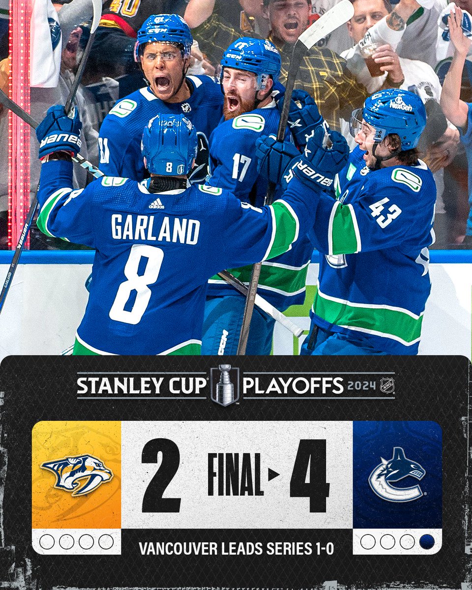 It's a Game 1 victory for the @Canucks on home ice! 🤩 #StanleyCup