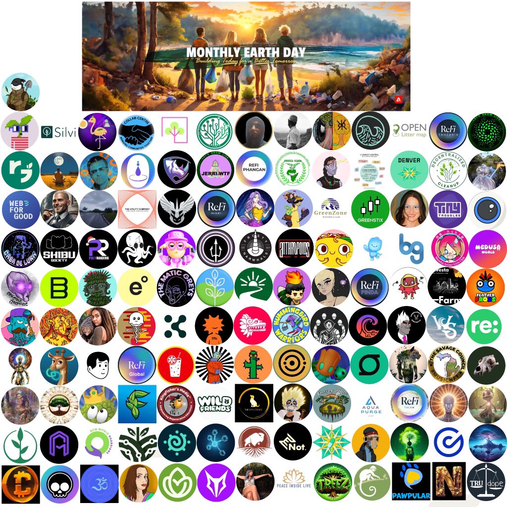 It is the big Earth Day and #MonthlyEarthDay!

There are so many things to celebrate but let's start with last months participants! 🥳

<a href="/JamesMageeCCC/">+Meme_ForTrees</a> <a href="/solarpunkdao/">$EARTH 🔆🌱⚡🌍</a> <a href="/ReFiPhangan/">ReFi Phangan</a> <a href="/songofom/">Song of ॐ.tgn</a> <a href="/JimiCohen/">Jimi.tgn</a> <a href="/litter_token/">Litter Token ($LTK) 🌱</a> <a href="/wetrybetter/">We Try Better</a> <a href="/jerri_nft/">Jerri 🌱DeFi to ReFi to Regen 🌎🍄🧠</a> <a href="/aquapurgeweb3/">The AquaPurge Project</a> <a href="/ReFiTulum/">ReFi Tulum #GG23 🟢</a> <a href="/WillTSBUDAO/">🎓Will.tgn |Tech Solutions Architect</a>