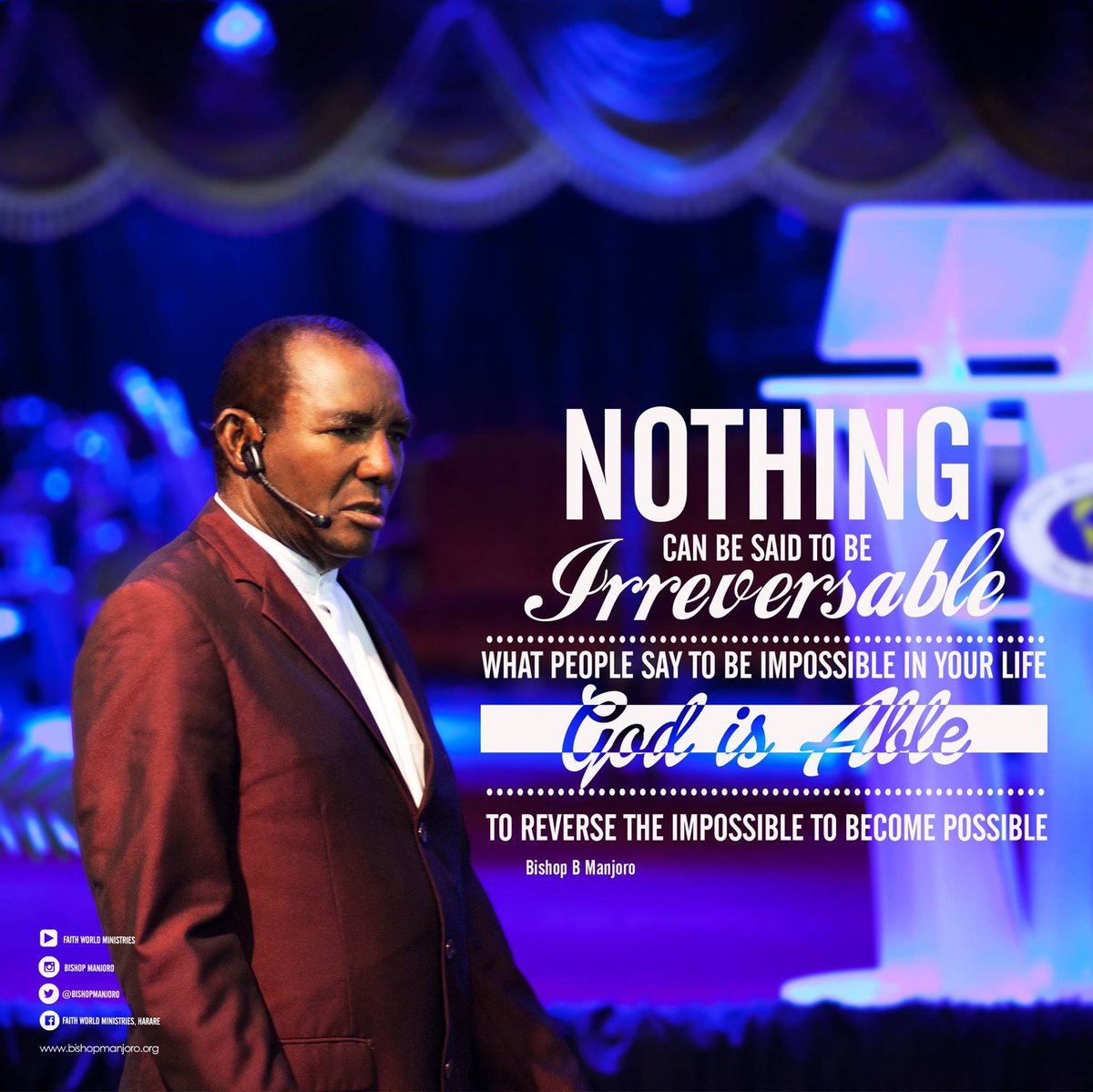 BishopManjoro's tweet photo. Monday Motivation! 💪 Nothing is irreversible. What seems impossible to man is possible with God. In this year of open doors, trust in His power to turn your circumstances around. Have a blessed week. 🚪🙏 #OpenDoors #TrustGod https://t.co/AaspDuC9LW