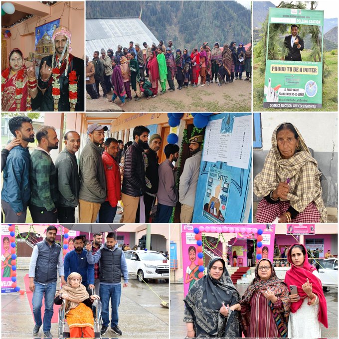 Kishtwar breaks all previous records with a Voter turnout of 67.7 % in Lok Sabha Polls amid Heavy rainfall. #SVEEP #RightToVote #Election2024 #BadaltaKashmir #ShiningJammuAndKashmir #TourismJ&K #navratri2024 #NayaKashmir #AwamKiFauj