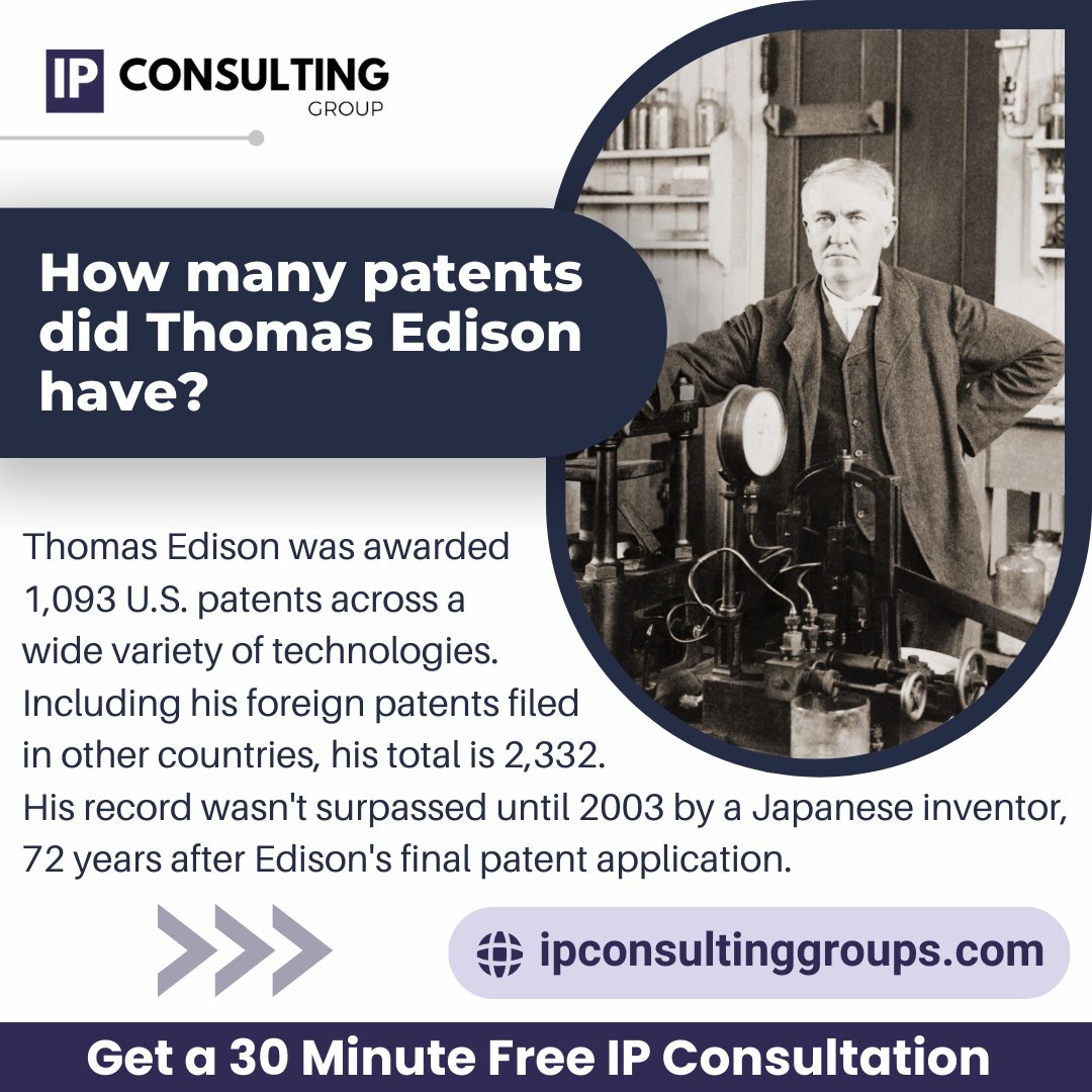 How many patents did Thomas Edison have?

#ipconsultinggroup | #thomasedison | #intellectualproperty | #freeconsulting | #patentlaw | #patentright | #patentattorney | #patentlawyer | #ipattorney | #edisonpatent | #KuCoin | #ANDNEW | #AEWDynasty | #ThunderUp | #Avalanche