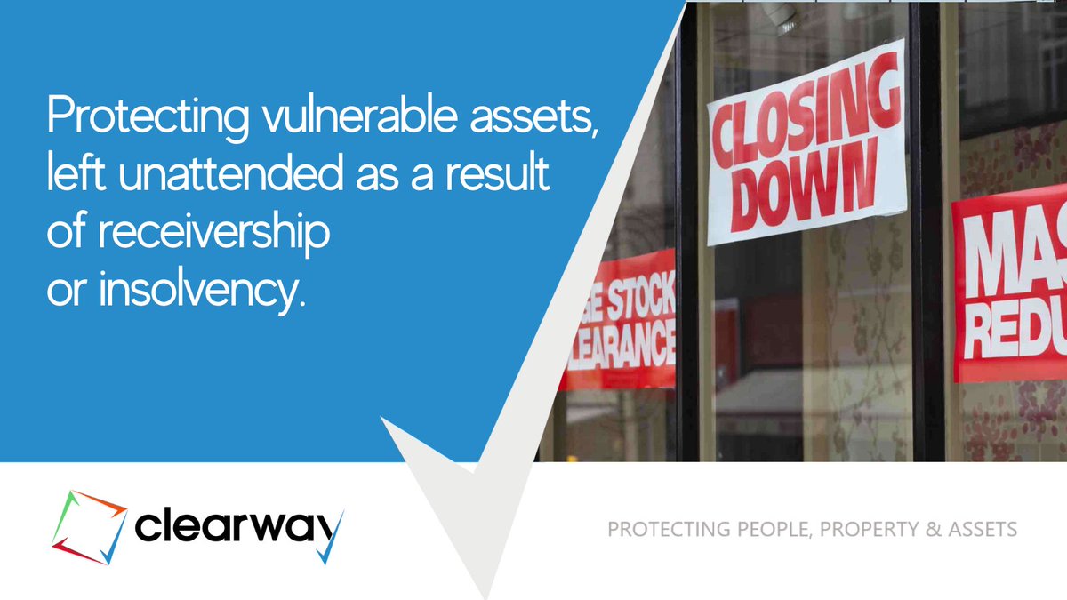 Vulnerable assets, left unattended as a result of receivership or insolvency, can fall prey to vandalism, theft, weather damage and illegal occupation. Find out about our insolvency services here: clearway.co.uk/sectors/insolv…  #insolvency #securityservices