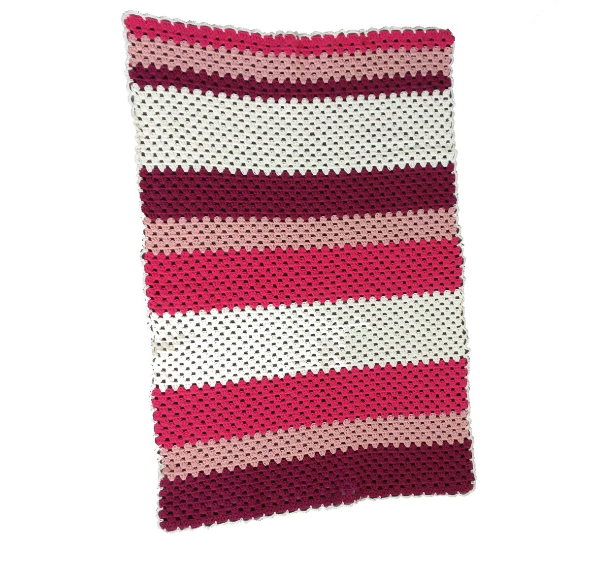 Wiegdeken  roze wit gehaakt met strepen of granny squares, weet je al welke jij kiest? ow.ly/n0QI50QgVpr
