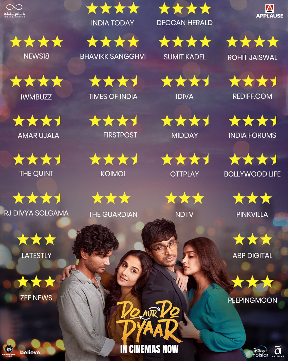 Your pyaar for their story has left us starry eyed 🤩 Go, book your tickets! 🎟️ 🔗 - bookmy.show/DADP 🔗 - m.paytm.me/p_ddp #DoAurDoPyaar in cinemas now!