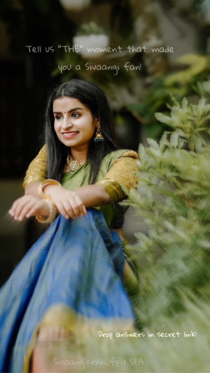 Sivaangikrishfp's tweet photo. As you all know we have 5 days left to Celebrate 5 years of Sivaangi! 

Tell us “THE” moment that made you a Sivaangi fan! 

We will compile them all 😊

Drop your secrets here 😁: https://t.co/V7xIgDR15E

#Sivaangi @Sivaangi_F_A https://t.co/5taXVJibnv