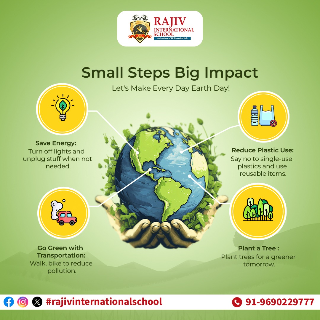 Earth Day is celebrated annually on April 22nd. It serves as a reminder of the importance of environmental protection and sustainability.
#ecofriendly #earthday #reducedprice #reduceplasticwaste #saveearth #rajivinternationalschool_ #mathura