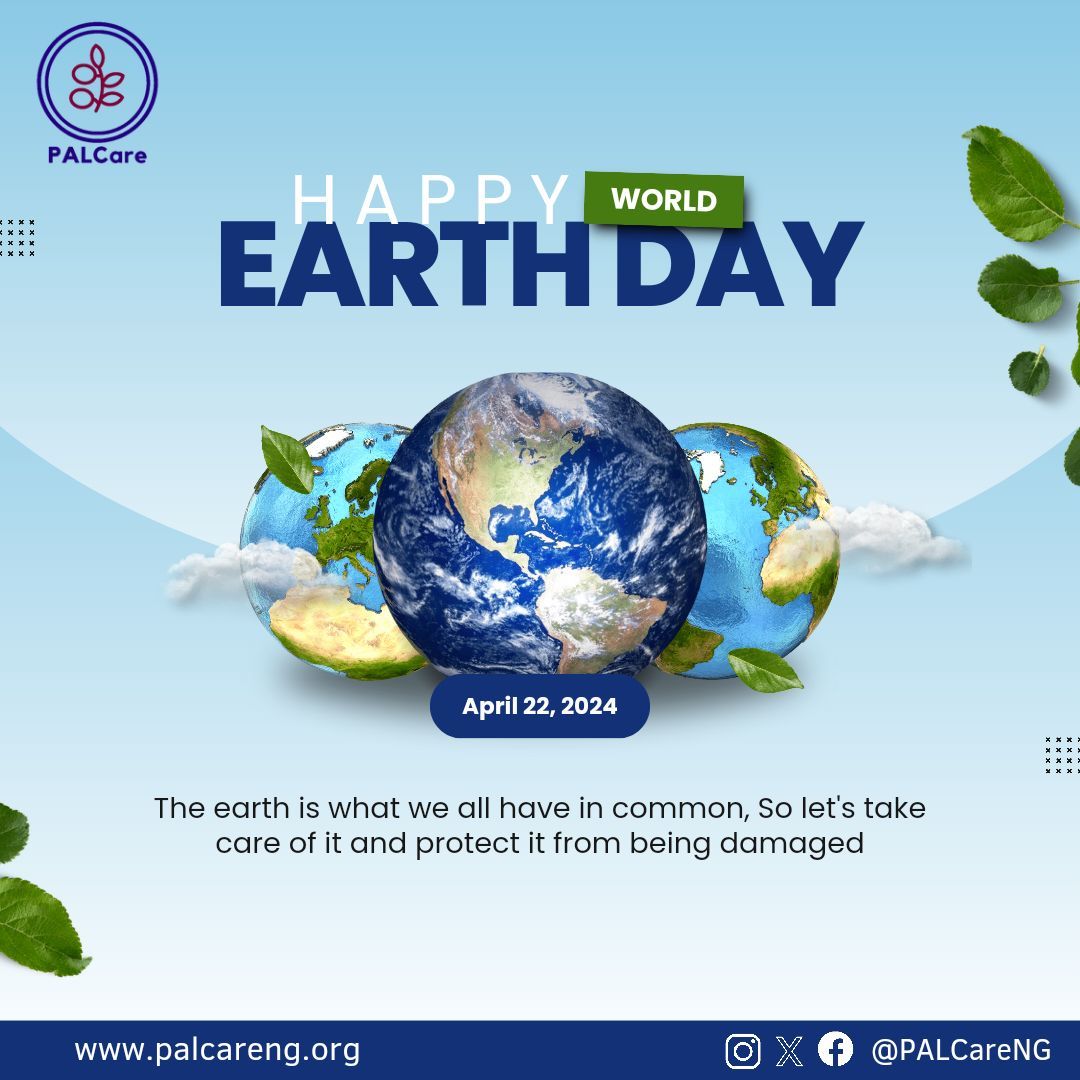 On this Earth Day, let's recommit ourselves to being stewards of the environment and champions of sustainability. Happy Earth Day!  
#EarthDay #ProtectOurPlanet #Sustainability #NatureLovers #GlobalCitizenship #PALCareNigeria