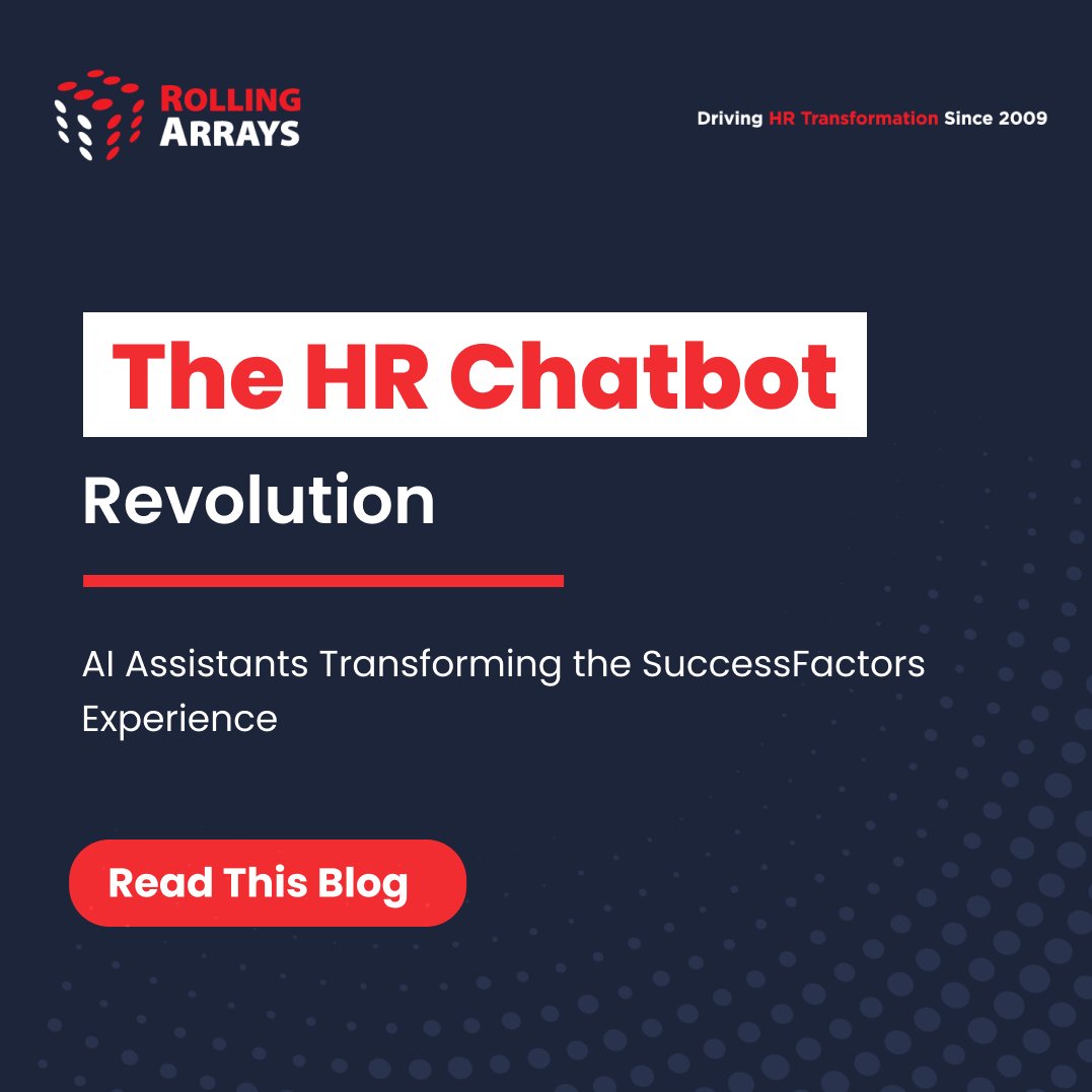 Dive into the #ChatbotRevolution in HR!  👉 rollingarrays.com/blogs/ai-takes…

Explore how AI chatbots in @SAPSuccessFactors are transforming HR tasks into engaging experiences. 

#HRInnovation #FutureOfWork #EmployeeExperience #TechInHR #RollingArrays