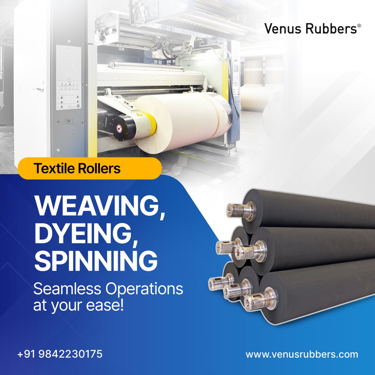VenusRubbers's tweet photo. Experience excellence in textile manufacturing with our high-quality #RubberRollers. From weaving to spinning, our products are engineered for critical production stages, delivering efficiency at every stage.

https://t.co/rVdI8xvXcA

#Rubberroller #Textileindustry #Venusrubbers https://t.co/tzFJor8rzm
