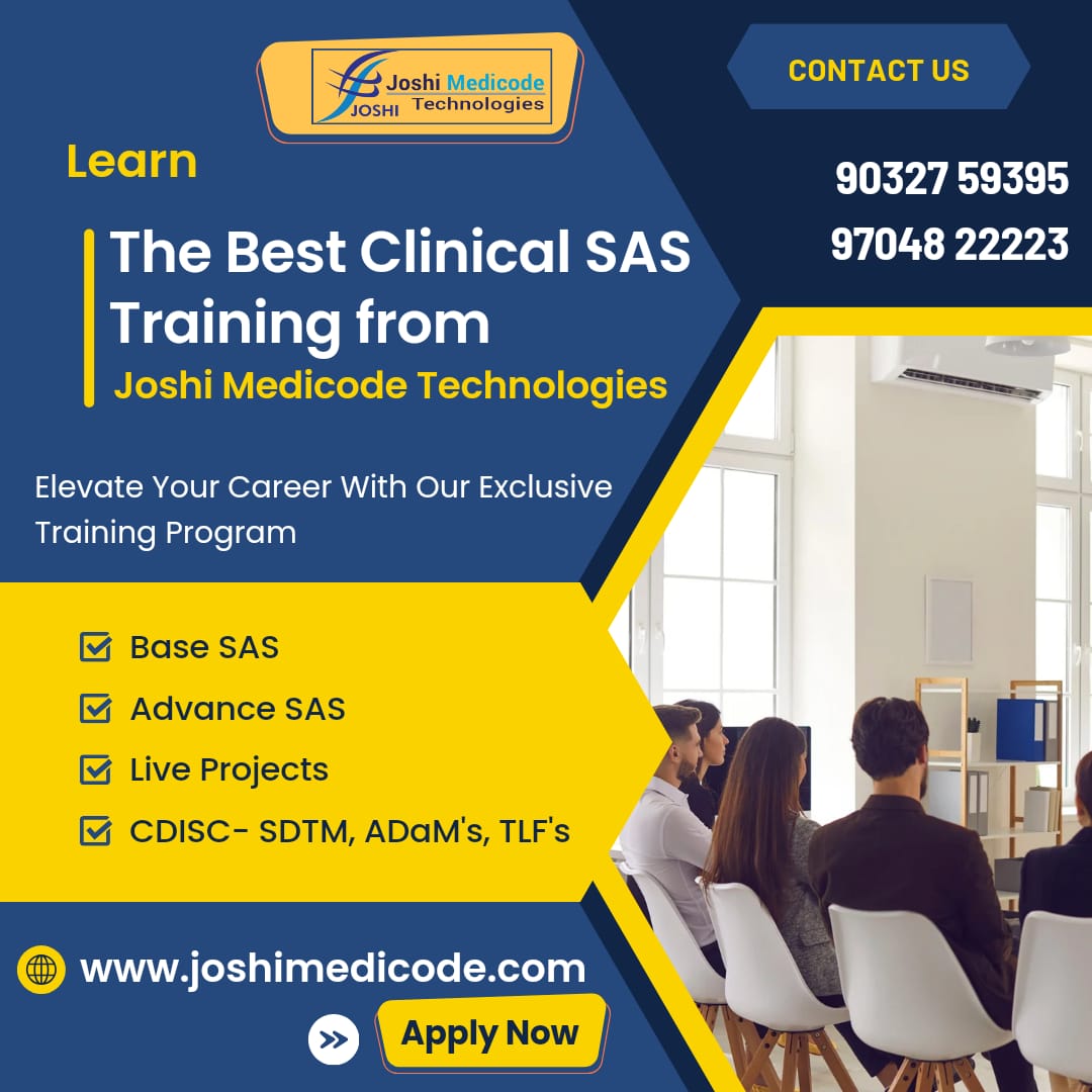 Elevate your career with our Exclusive Clinical SAS Exam Prep at @joshimedicode Technologies—available both online and offline! 
Enroll now.
#ClinicalSAS #ExamPrep #JoshiMedicode #LimitedOffer #ClinicalSAS #HealthcareTraining #CareerAdvancement #Joshimedicode #SAS…