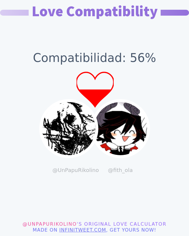 Mi Compatibilidad Amorosa con @fith_ola es del 56%

➡️ infinitytweet.me/love-calculato…