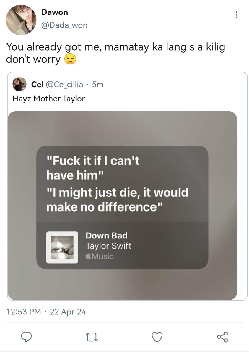 isybrainss0723's tweet photo. Dawon one shot SF9 filo AU

Wherein nakita ng ex mo ang post mo about Down bad ni Taylor Swift. https://t.co/J1UGKl8DoC