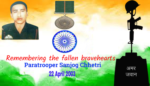 #OnThisDay 22 April 2003 Paratrooper Sanjog Chhetri, #AshokaChakra (P), 9 PARA (SF) who made the supreme sacrifice during #OpSarpVinash #Hilkaka, #JammuAndKashmir 

Remembering his service & supreme sacrifice🏵️ #IndianArmy 
@kayjay34350
@abhijitmajumder
@KreatelyMedia