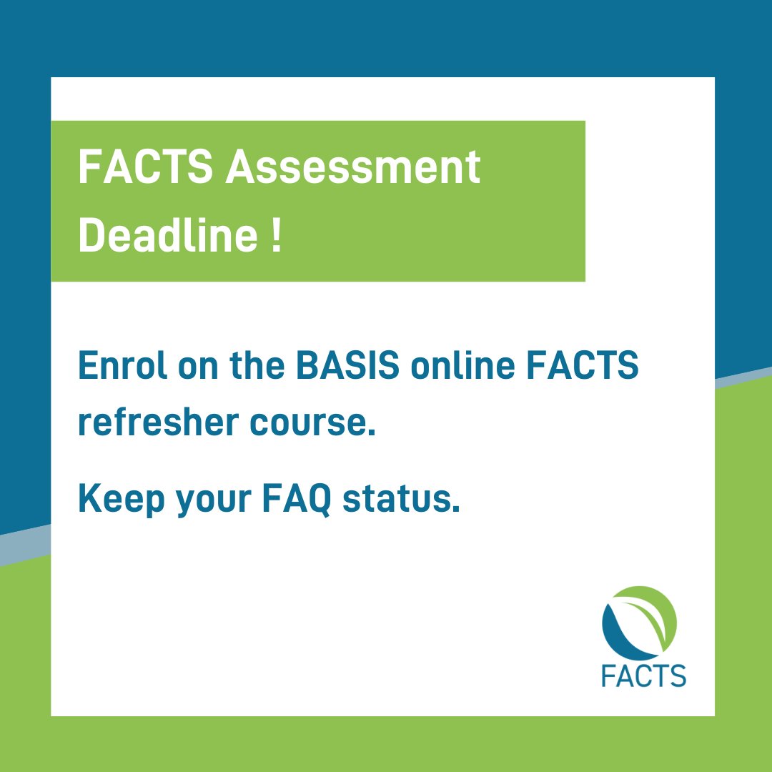📚 FACTS Qualified Advisers, time is flying by! Take action, enrol in our online refresher course and equip yourself with the knowledge to succeed the online assessment. Enrol now! bit.ly/3uSCIon #BASIScpd #FACTSqualified