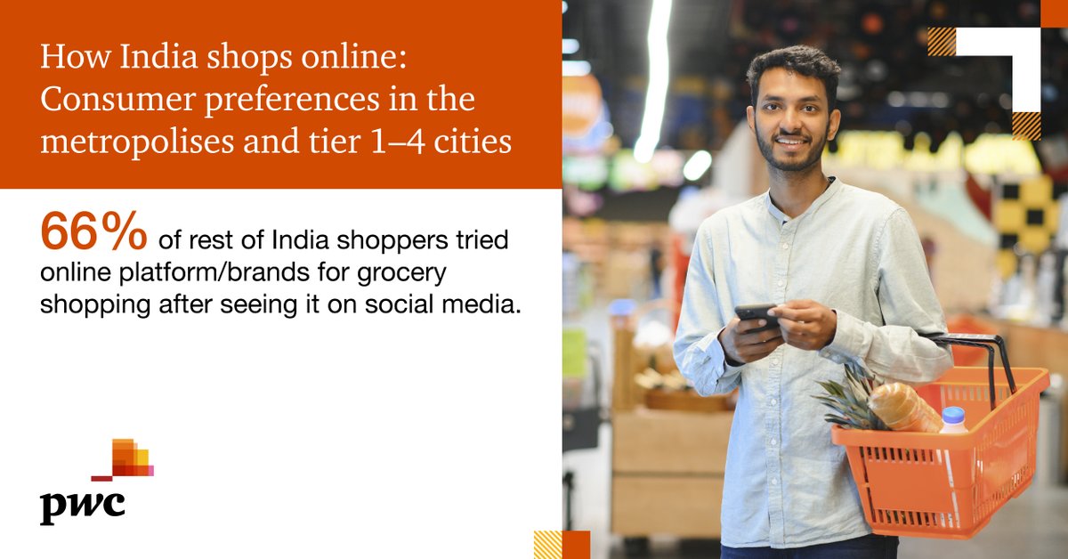 The online grocery sector, although a small segment of the overall grocery retail marktet in India, is experiencing significant growth. Read our latest report on ‘How India shops online: Consumer preferences in the metropolises and tier 1–4 cities’:pwc.to/3UURLIA