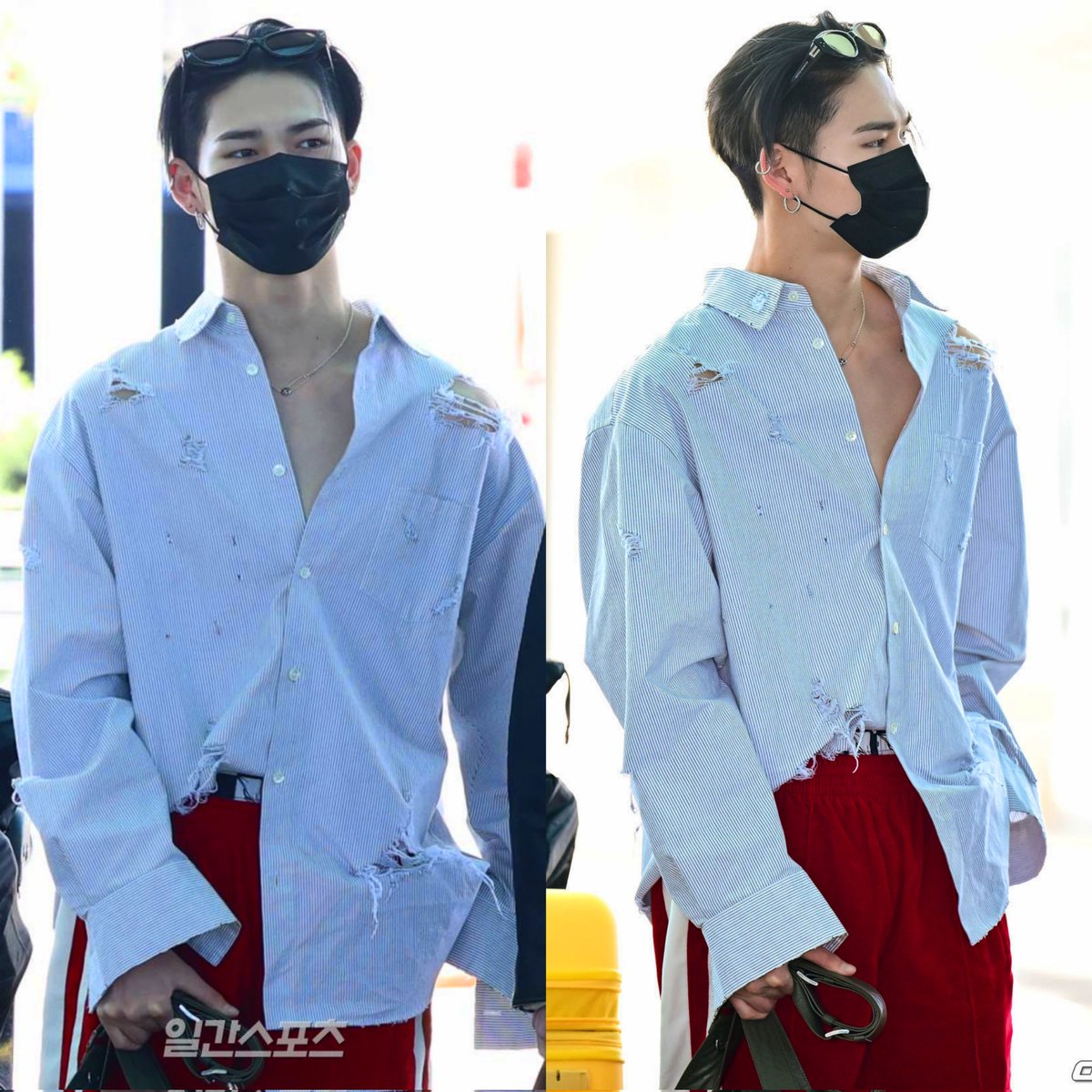 Ni-ki of ENHYPEN photographed at an airport recently.