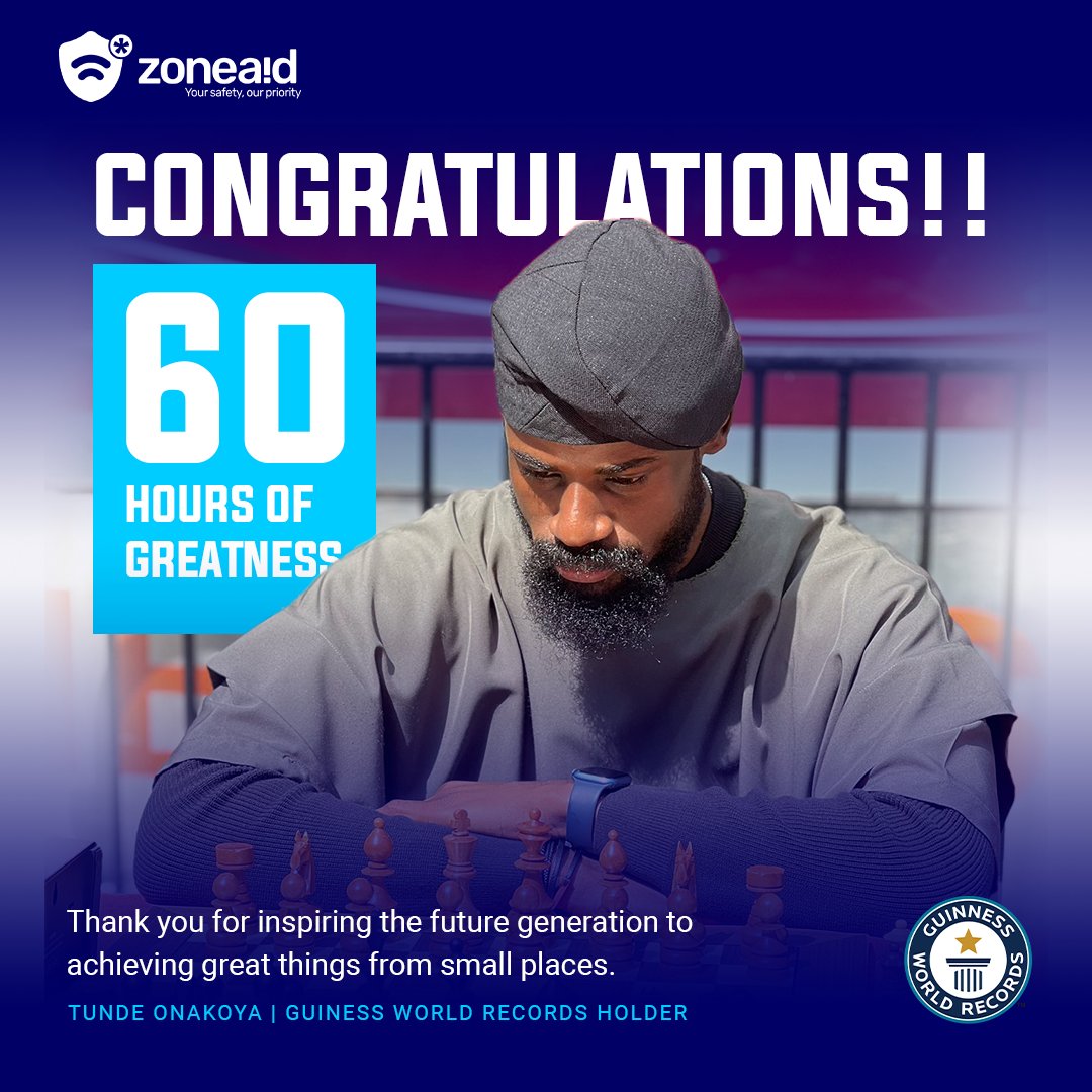 getzoneaid's tweet photo. Thank you @Tunde_OD for inspiring the next generation towards greatness!
#gwr #Tunde58hoursofChess #TundeChessMarathon #TundeOnakoya #ZoneAid https://t.co/mkKJzUlCWS