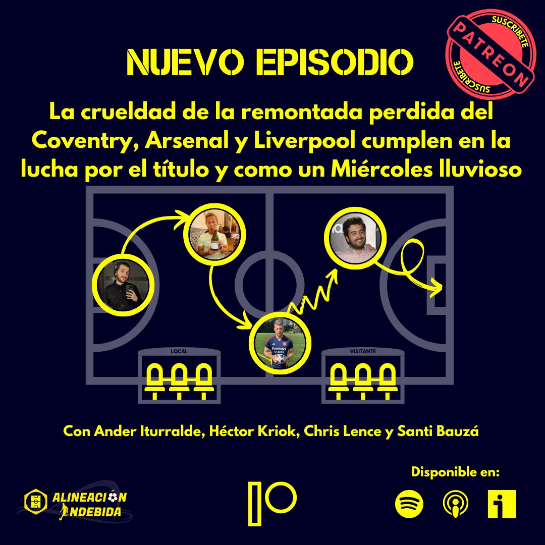 💔NUEVO PODCAST DE ALINEACIÓN INDEBIDA💔

La increíble y finalmente perdida remontada del Coventry City, las absolutas leyendas que son los jugadores (y el entrenador) del Man City, el tweet del Forest y mucho más.

Con <a href="/Kriok/">Kriok カリオカ</a> <a href="/CMLence/">Chris L.</a> <a href="/santi_bauza/">Santi Bauzá</a> y yo: open.spotify.com/episode/56sMnf…