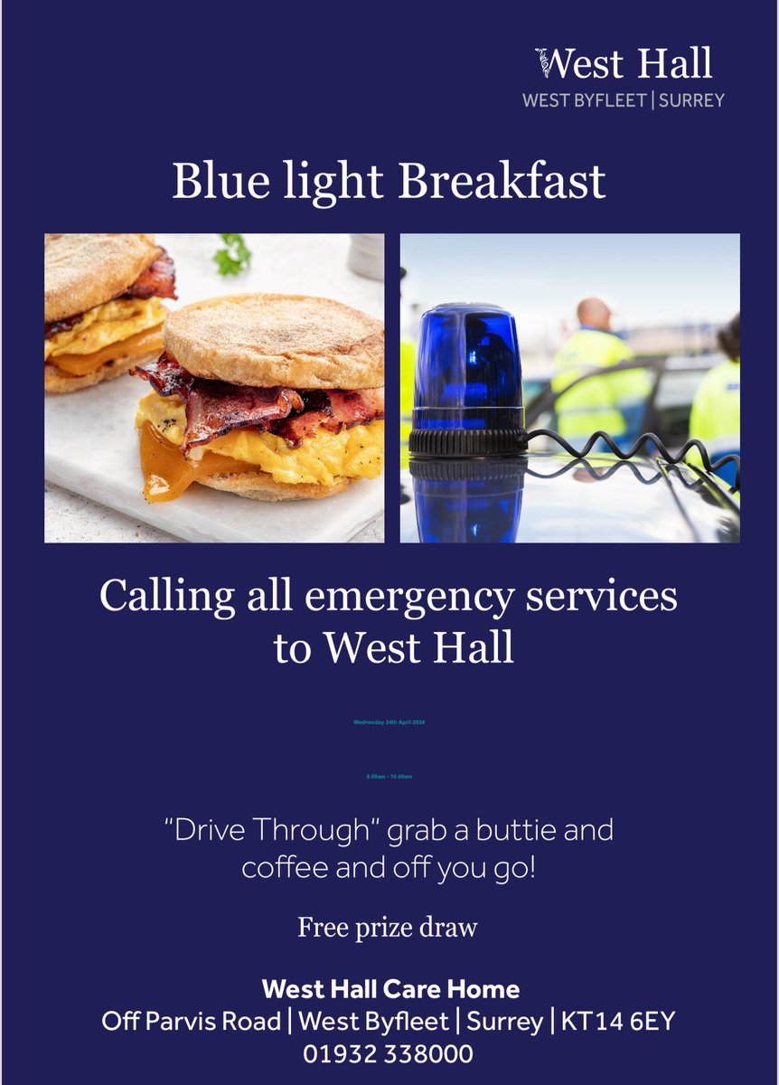 Wednesday 24th 8am-9.30am #breakfast will be on us! Here at West Hall @AnchorLaterLife @AshStPetersLibs @NHSEngland @NHSuk @NHSuk @GiveBloodNHS @NHSEmployers @ASPHFT @MPSKingston @wokingboard @RadioWoking @WokingCollege @Woking_NewsMail @SurreyFRS