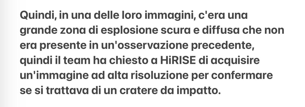 Cron_Silenzio's tweet photo. #HiRISE #Marte 

Un sito candidato di impatto recente 
Perché inizialmente diciamo “candidato”? Perché prima che HiRISE acquisisca un'immagine, la #Context_Camera su #MRO potrebbe osservare qualcosa che potrebbe avere un impatto, ma la loro risoluzione non è come la nostra. https://t.co/UJmYbY7zI3
