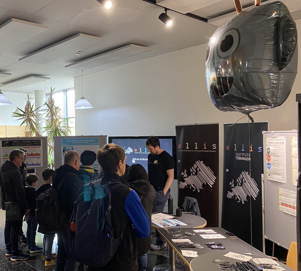A great number of curious visitors stopped by the ELLIS booth at the <a href="/MPI_IS/">Intelligent Systems</a> #OpenDay in Stuttgart last Saturday! Star was the HERA robot showcased by our <a href="/Ellis_Stuttgart/">ELLIS Unit Stuttgart</a> unit. Its arm is fitted with custom fabric-based tactile sensors to detect social touch gestures. <a href="/ai_elise/">Elise AI</a>
