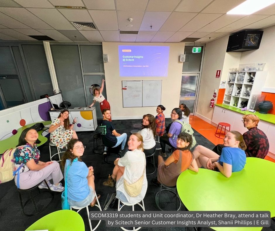 #ScienceCommunication students visited #Scitech last week as part of their Exhibitions & Interpretations unit with @heatherbray6. Thanks to ##UWA alumnus, Senior Customer Insights Analyst @ShaniiScicom, for having us! #ExperientalLearning #AustralianScienceCommunicators #SCOM