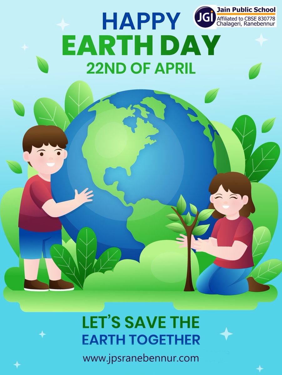 Jain Toddlers and Jain Public School, Ranebennur
wishing you all Happy Earth Day!
'Let's Save The Earth Together'
jpsranebennur.com
#WorldEarthDay2024 #jainpublicschoolranebennur #jpsranebennur #BestCBSESchool #topratedschool #ranebennurschool 
freepik.com
