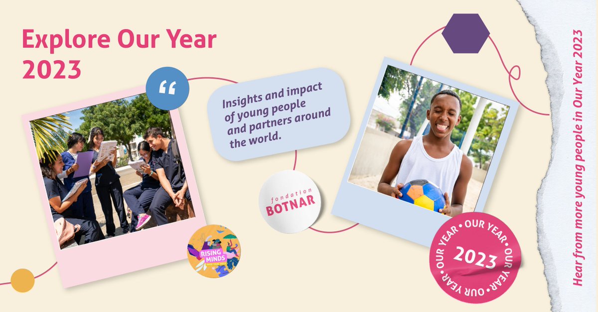 🎉 Drumroll, please! 📚 We’re proud to join @FondationBotnar in the launch of #OurYear2023 – a celebration of insights, and impact  from young voices and partners from around the world. 💙 Read more: fondationbotnar.org/our-year-2023/