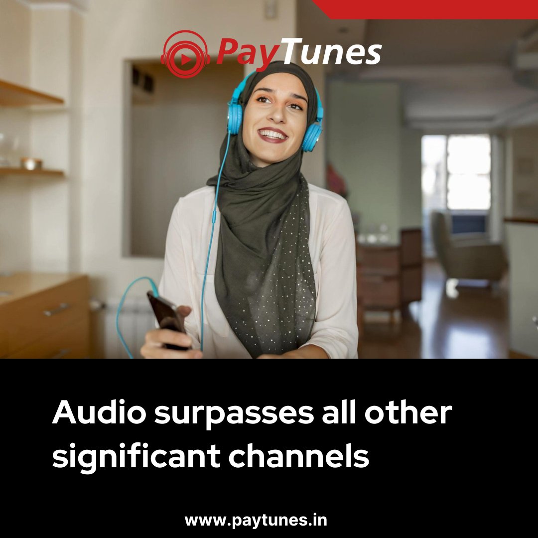 Audio surpasses all other significant channels
.
Visit to read more - paytunes.in/blog/audio-sur…
.
.
#DigitalMarketing #AudioContent #AdvertisingEffectiveness #MarketingStrategy #MediaConsumption #MarketingInsights #paytunes