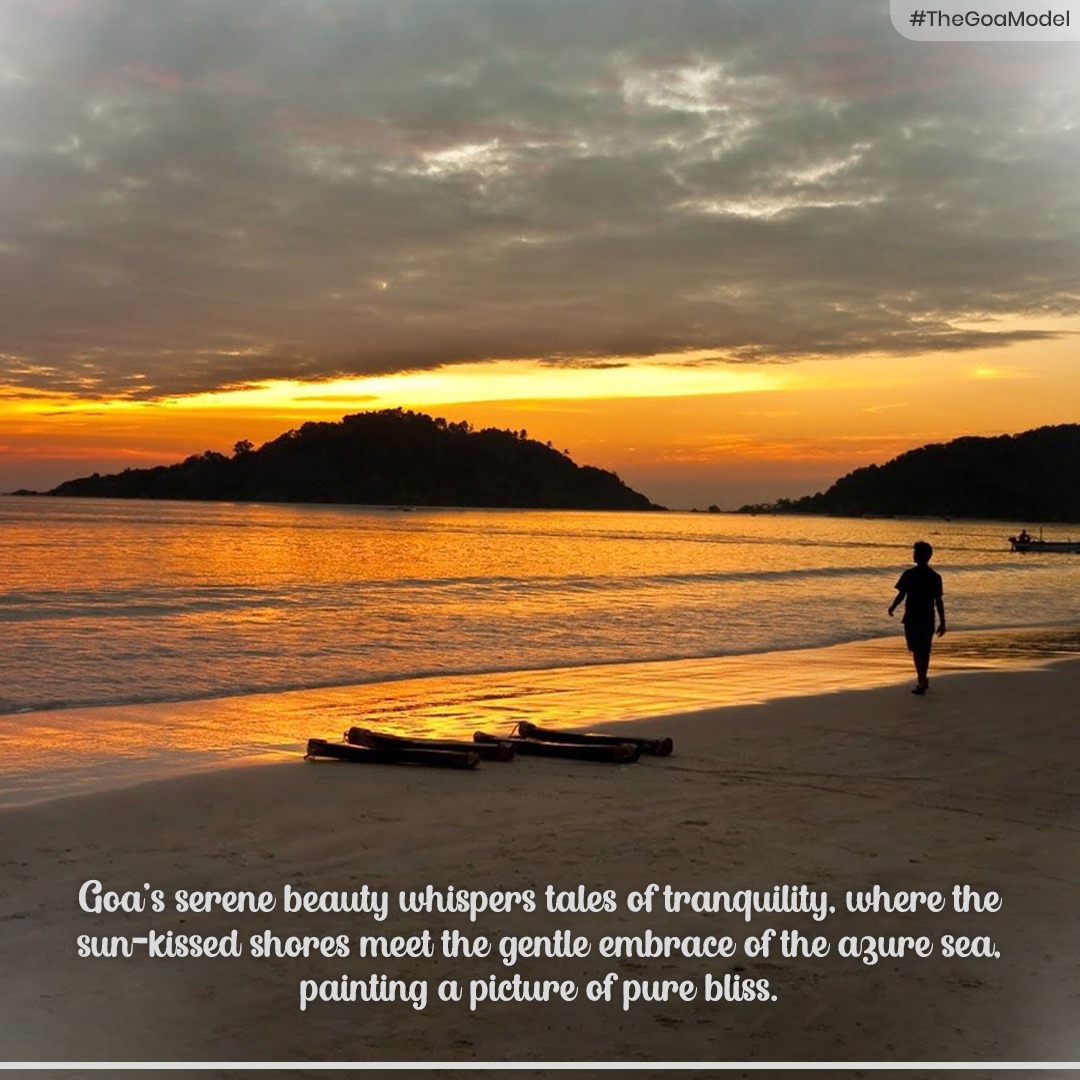 Goa's serene beauty whispers tales of tranquility, where the sun-kissed shores meet the gentle embrace of the azure sea, painting a picture of pure bliss.
#TheGoaModel
#GoaBeauty #TranquilMoments #AzureSea #PureBliss #CoastalCharm #Serenity #SeasideRetreat #TranquilBeaches