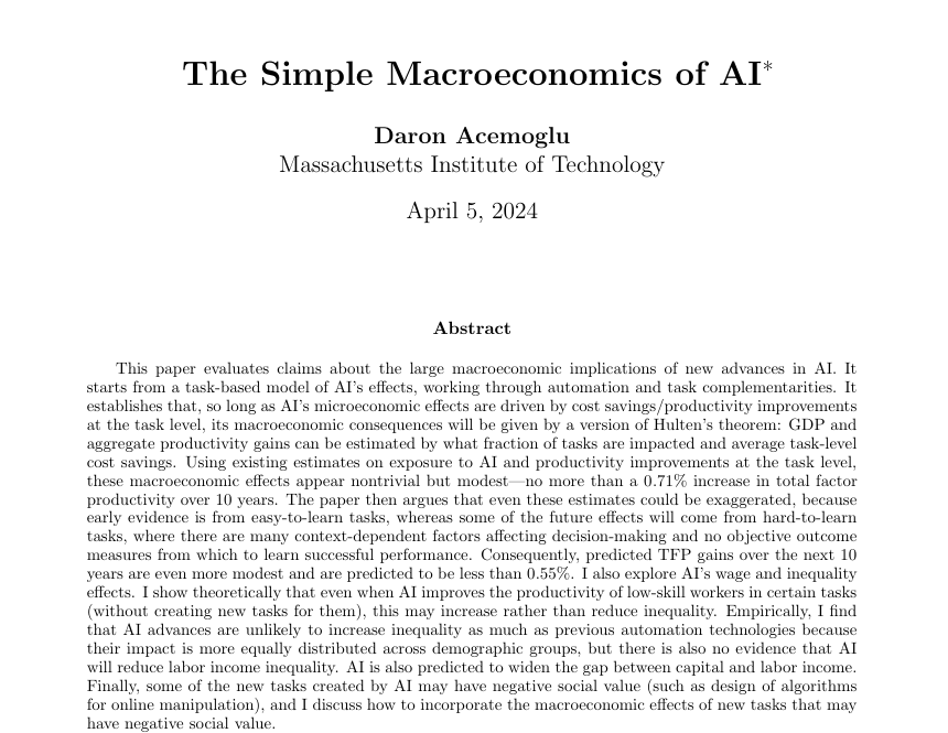 🧵1/ Let's dive into how AI's macroeconomic impacts could shape policies in the USA, China, and India, based on insights from Daron Acemoglu's 'The Simple Macroeconomics of AI'. It's a global AI strategy showdown! 🌎🤖 #AIpolicy