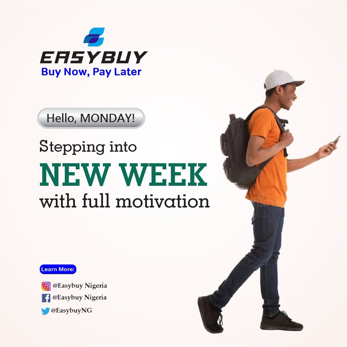 Hello Monday!

As we start a new week, may you stay positive and committed to your goals! I wish you a wonderful week ahead.

Cheers to the New week .
CLick on the link to register on EASYBUY now.
channels-h5.easybuy.loans/#/market?id=3
#EASYBUY
#BuyNowPayLater