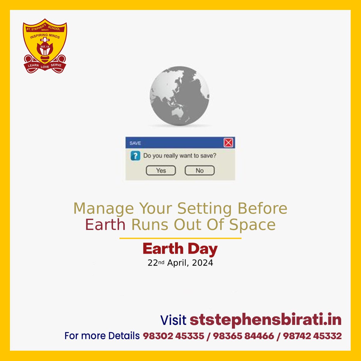 Let's Safeguard Our Environment by Managing Our Actions. #StStephensSchool #StStephensSchoolBirati #EarthDay #EarthDay2024 #SavethePlanet #SaveEarth