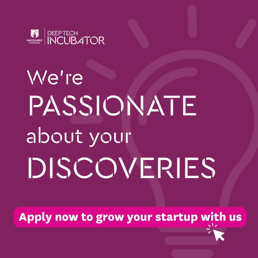 In the world of deeptech, every discovery matters. 

Fuel your passion for innovation at the DeepTech Incubator. 

Apply now for support with your research and startup journey! 🔗 page.mq.edu.au/MQIncubator.ht…

#Deeptech #Innovation #Startups #Research #Entrepreneurship