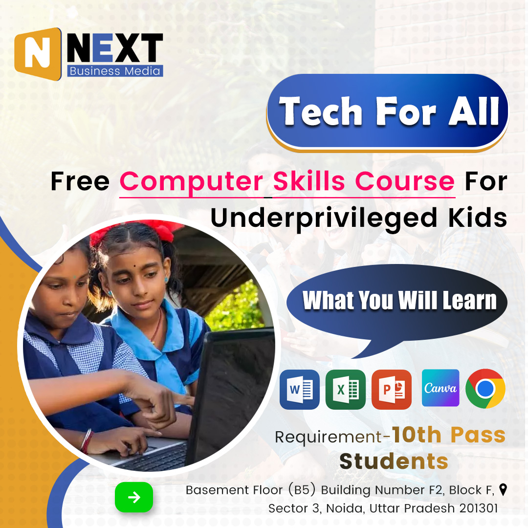 Next Business Media is announcing, free computer classes for underprivileged children! 

Help us make a difference by spreading the word and sharing this post with your friends.

#NextBusinessMedia #skill #wordpress #excel #powerpoint #canva #chrome #computer #class #free