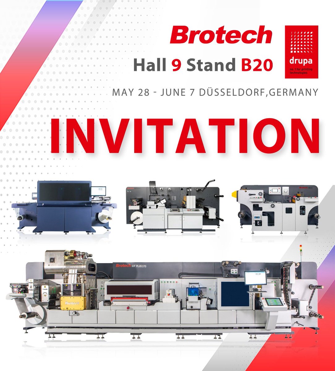 The countdown to #Drupa 2024 has begun! We are excited to showcase our innovative printing technologies at the event. Visit us at Booth #9B20 to experience the future of printing. 
Don't miss out!

#Drupa2024 #Brotech
