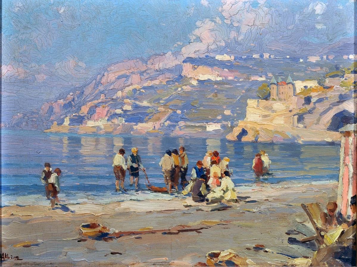 Альвино Лука (Майори 1884–1952) Прибрежный пейзаж, картон, масло, 26x34 см. подпись внизу слева: Л. Альбино