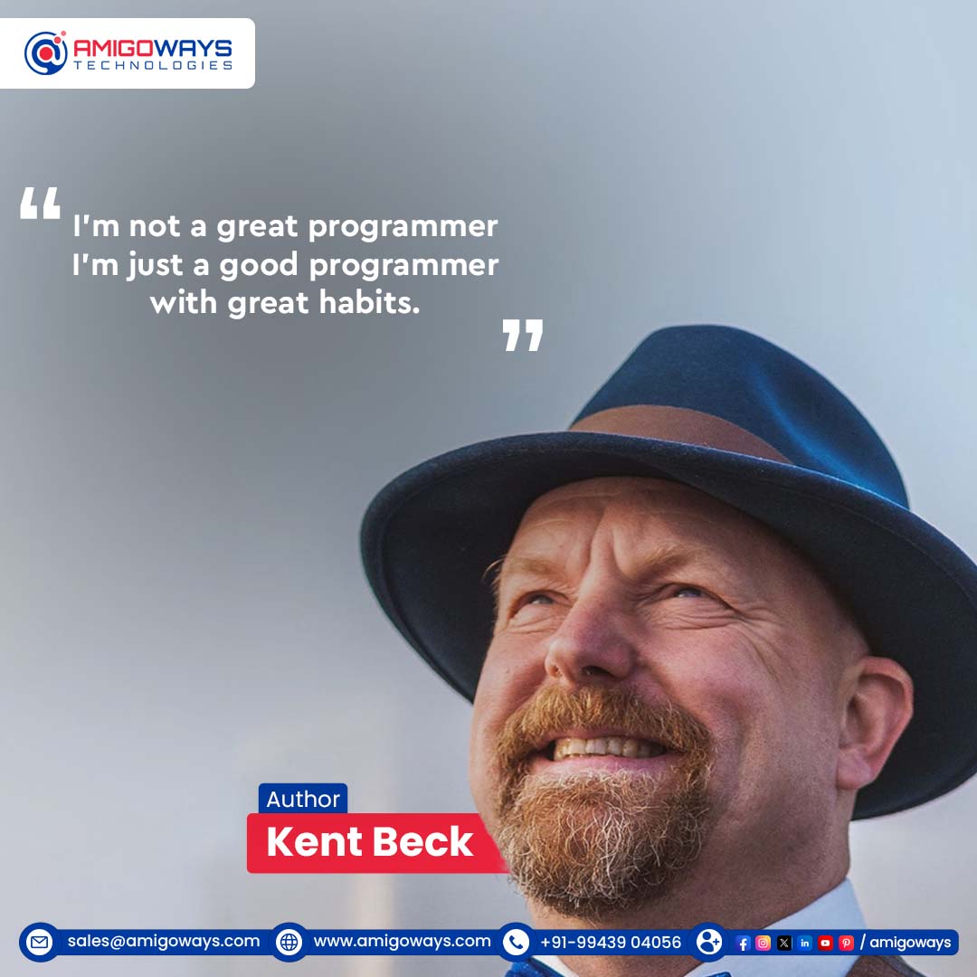 💻 'I'm not a great programmer; I'm just a good programmer with great habits.' - Kent Beck 🚀 Let's talk about the power of habits in programming! 💡

#Amigoways #Letsconnect #ProgrammingWisdom #KentBeck #CodingHabits #TechInspiration #DeveloperLife #ProgrammerLife #CodingWisdom