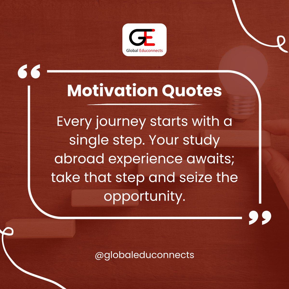 #MondayMotivational
Every journey starts with a single step. Your study abroad experience awaits; take that step and seize the opportunity.

#motivationalquote #quotes #quotestagram #quotestoliveby #quotesdaily #quotestoliveby #quotesaboutlife #globaleduconnects  #mumbai